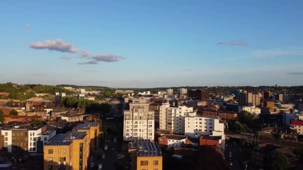 High Angle Aerial View Train Tracks Leagrave Luton Railway Station — Stockvideo