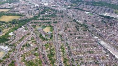 Güzel Hava Yüksek Açılı Panoramik 360 Muhteşem İngiltere manzarası ve Büyük Britanya Şehri manzarası