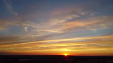 Beautiful and Colourful Sunset with Colourful Clouds and Sky over Luton Town of England Great Britain
