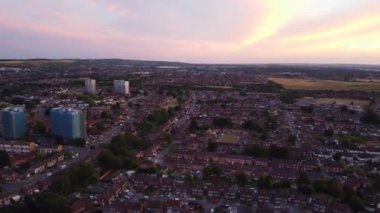 Beautiful and Colourful Sunset with Colourful Clouds and Sky over Luton Town of England Great Britain