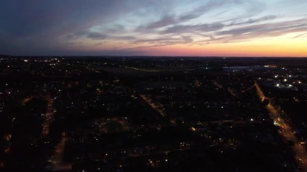 Aerial Footage Town Dark Sun Rise Scene Early Morning Aerial — Stockvideo