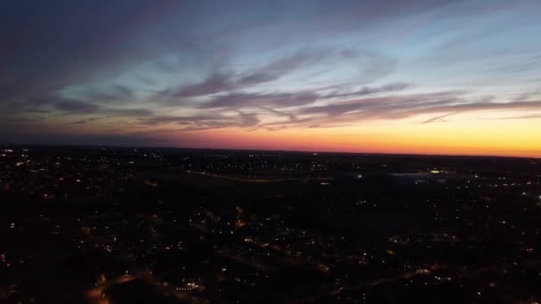 Aerial Footage Town Dark Sun Rise Scene Early Morning Aerial — Video Stock