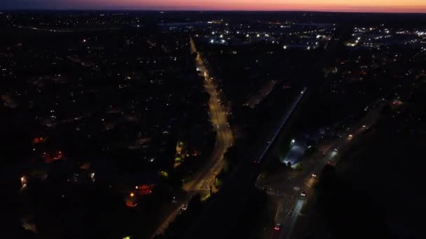 Aerial Footage Town Dark Sun Rise Scene Early Morning Aerial — 图库视频影像