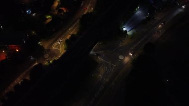 Aerial Footage of Town at Dark Sun Rise Scene. Early Morning Aerial footage of Luton Town of England