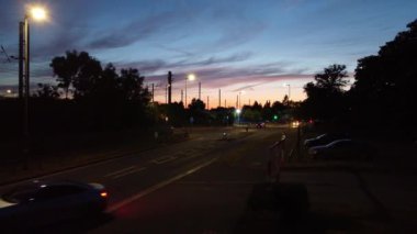 Aerial Footage of Town at Dark Sun Rise Scene. Early Morning Aerial footage of Luton Town of England
