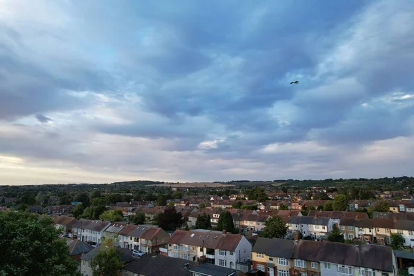 Bela Vista Aérea Nuvens Pôr Sol Sobre Luton Town England — Fotografia de Stock