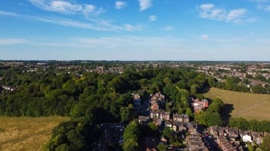Aerial View high angle footage of Wardown Public Park at Luton City of England UK