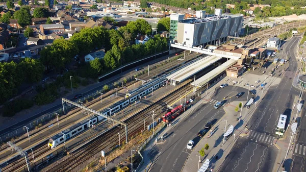 Aerial Footage High Angle View Central Luton Town England Train — Stockfoto