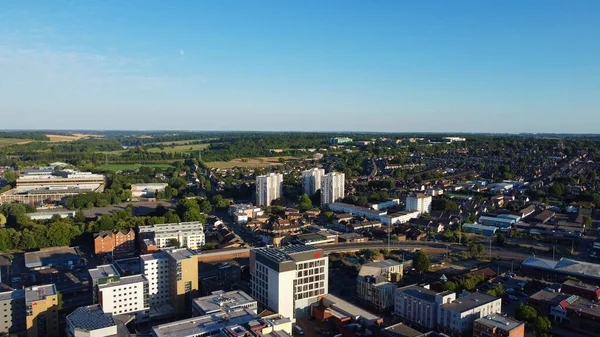 Nagy Látószögű Légi Kilátás Luton City England Nagy Britannia Sunset — Stock Fotó