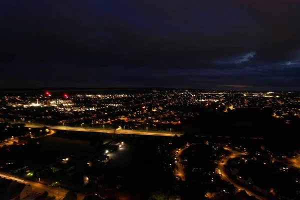 Beautiful Aerial High Angle View British Motorways Traffic Luton Town — Stock Fotó