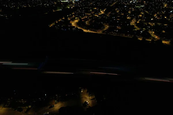 Beautiful Aerial High Angle View British Motorways Traffic Luton Town — Fotografia de Stock