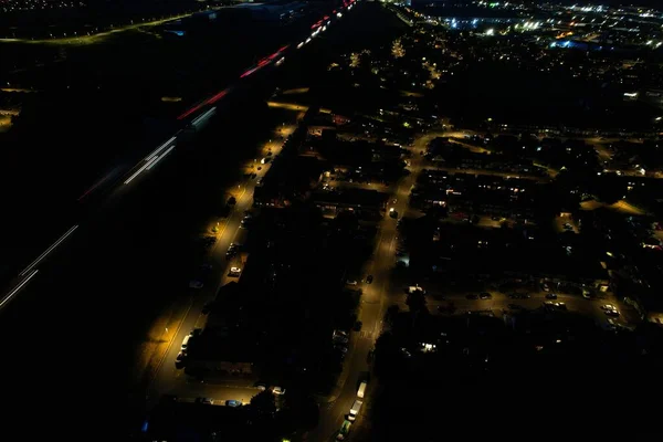 Beautiful Aerial High Angle View British Motorways Traffic Luton Town — Stock Photo, Image