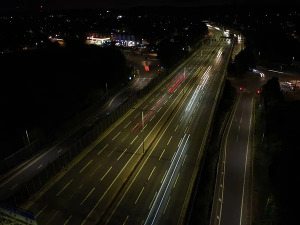 Beautiful Aerial High Angle View British Motorways Traffic Luton Town — 스톡 사진