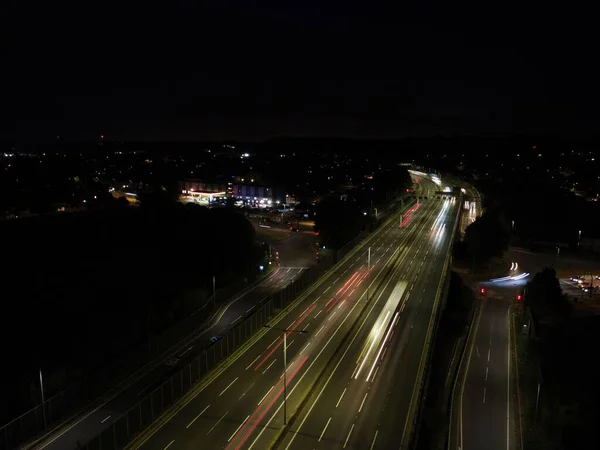 Beautiful Aerial High Angle View British Motorways Traffic Luton Town — Stockfoto