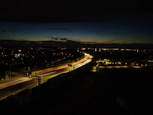Beautiful Aerial High Angle View British Motorways Traffic Luton Town — Φωτογραφία Αρχείου