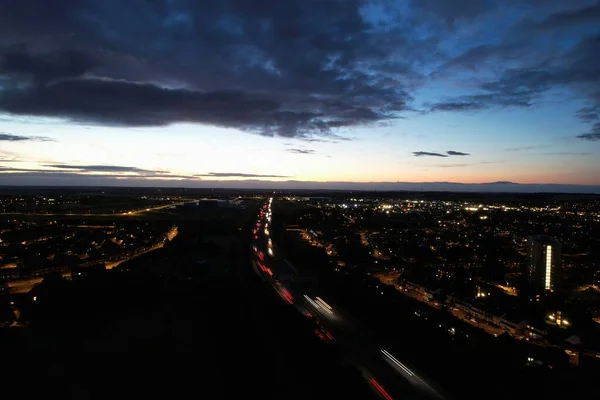 Beautiful Aerial High Angle View British Motorways Traffic Luton Town — Stockfoto