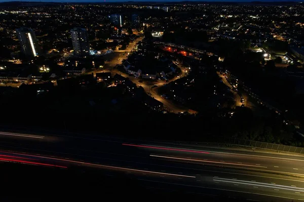 Beautiful Aerial High Angle View British Motorways Traffic Luton Town — 스톡 사진