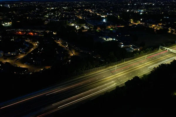 Beautiful Aerial High Angle View British Motorways Traffic Luton Town — 스톡 사진