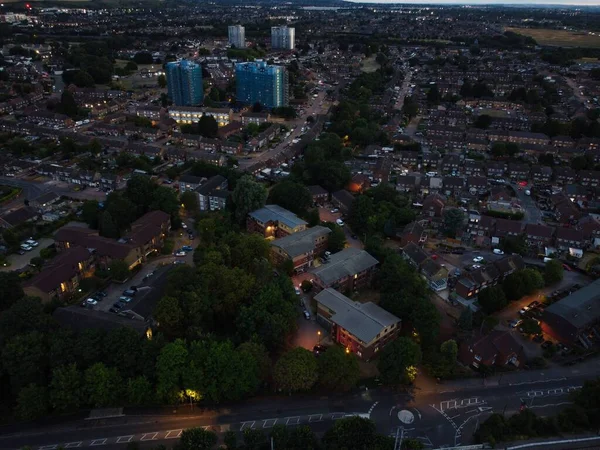 High Angle Aerial Footage Luton City England Sunset Night — Stock Photo, Image