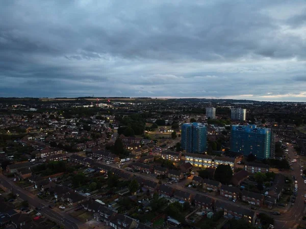 High Angle Aerial Footage Luton City England Sunset Night — 图库照片