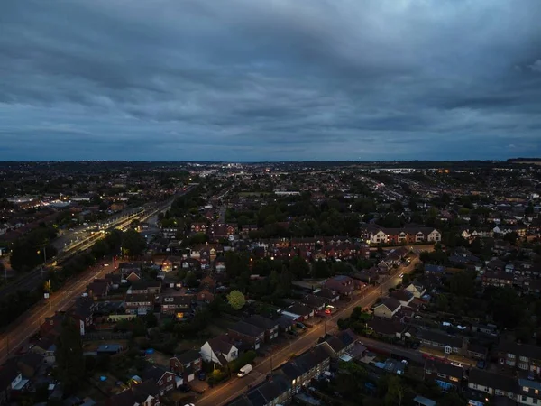 High Angle Aerial Footage Luton City England Sunset Night — Stock Photo, Image