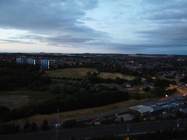 High Angle Aerial Footage Luton City England Sunset Night — Foto Stock