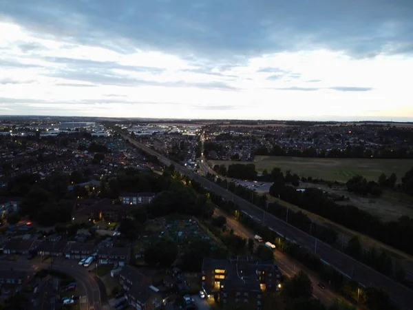 High Angle Aerial Footage Luton City England Sunset Night — Stock fotografie