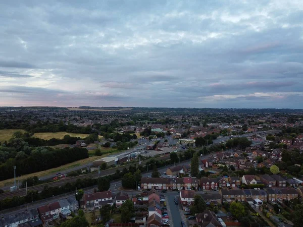 High Angle Aerial Footage Luton City England Sunset Night — Foto de Stock