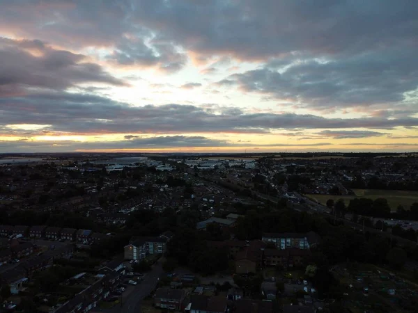 Imagens Aéreas Alto Ângulo Luton City England Sunset Night — Fotografia de Stock