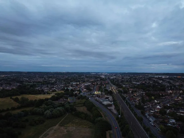 High Angle Aerial Footage Luton City England Sunset Night — Stock fotografie