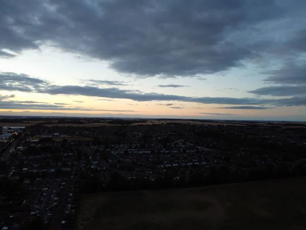 High Angle Aerial Footage Luton City England Sunset Night — 图库照片