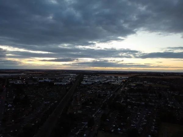 High Angle Aerial Footage Luton City England Sunset Night — 图库照片