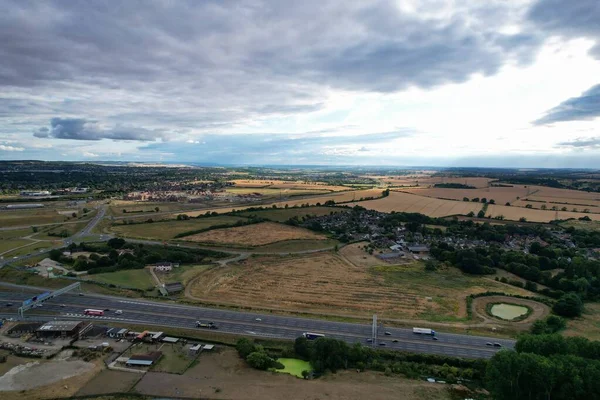 Luchtbeelden Van Velden Het Platteland Bij J11 Motorways Luton England — Stockfoto