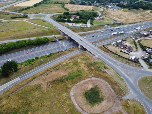 Aerial View High Angle Footage British Motorways Interchange Junction 11A — Stock Photo, Image