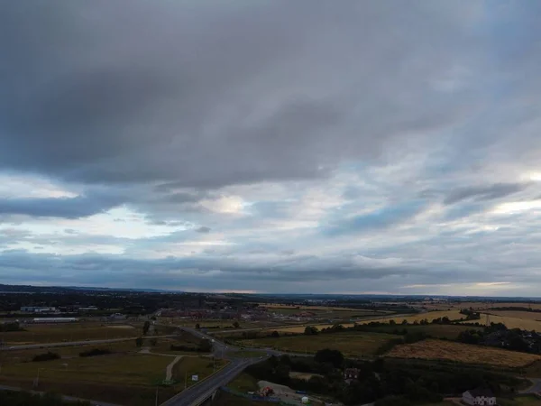 Aerial View High Angle Footage British Motorways Interchange Junction 11A — 图库照片