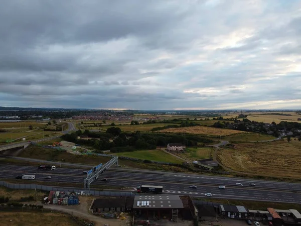 Luftaufnahme Und Hochwinkelaufnahmen Des Britischen Autobahnkreuzes Junction 11A Bei North — Stockfoto