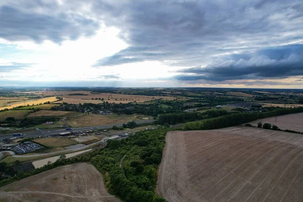 Luchtfoto Hoge Hoekbeelden Van Britse Autowegknooppunt Junction 11A North Luton — Stockfoto