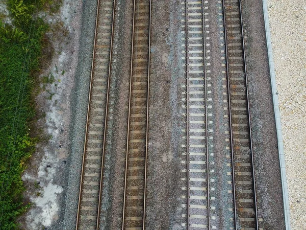 High Angle Drone Camera High Angle View Railway Tracks Motorways — Stockfoto