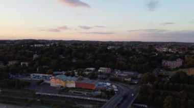 Gorgeous Aerial View of Luton City of England UK at Sunset Time, Colourful Clouds high angle footage taken by drone
