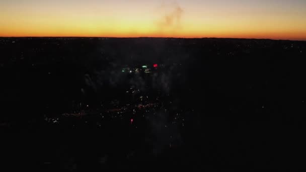 Beautiful Night Colourful Live Fireworks Aerial Footage High Angle View — Stockvideo