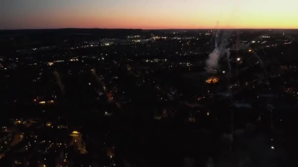 Beautiful Night Colourful Live Fireworks Aerial Footage High Angle View — Wideo stockowe