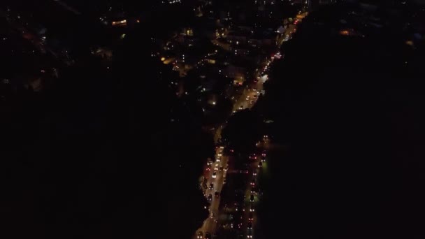 Beautiful Aerial High Angle Drone Footage British Town Night — стоковое видео