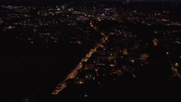 Beautiful Aerial High Angle Drone Footage British Town Night — Wideo stockowe