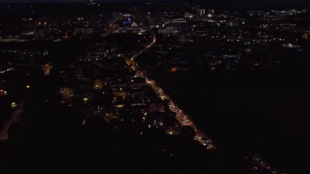 Beautiful Aerial High Angle Drone Footage British Town Night — 图库视频影像