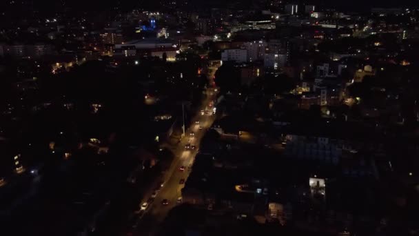 Beautiful Aerial High Angle Drone Footage British Town Night — Stock videók