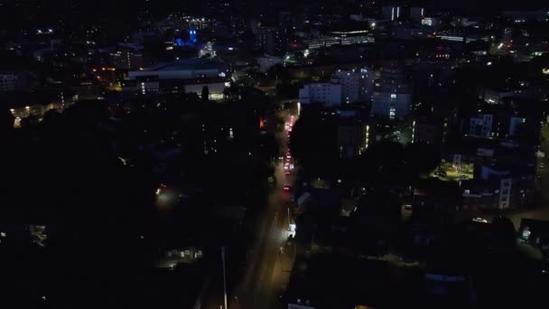 Güzel Hava Yüksek Açılı Drone Ngiliz Kasabası Gece Görüntüsü — Stok video