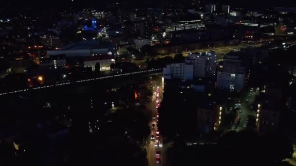 Krásné Letecké High Angle Drone Záběry Britského Města Noci — Stock video