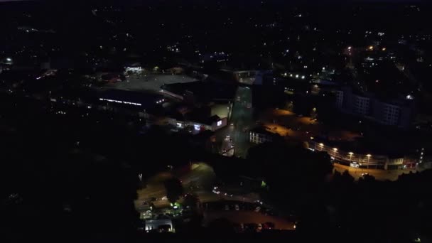 Beautiful Aerial High Angle Drone Footage British Town Night — Vídeos de Stock