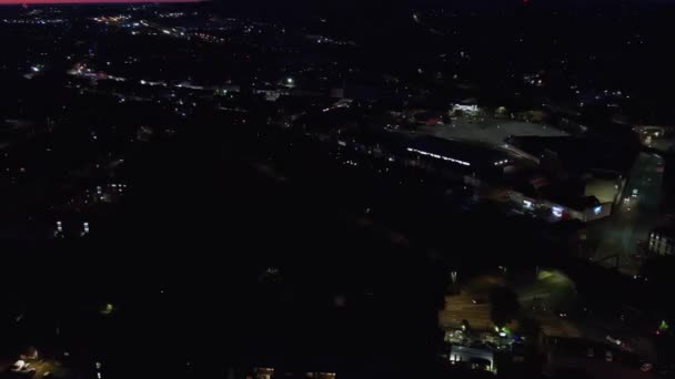 Beautiful Aerial High Angle Drone Footage British Town Night — Stockvideo