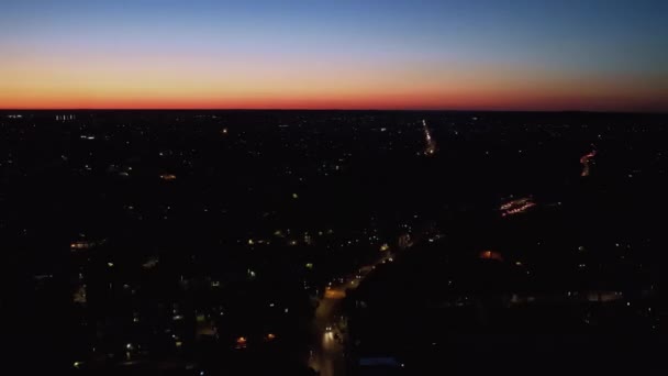 Beautiful Aerial High Angle Drone Footage British Town Night — Stockvideo